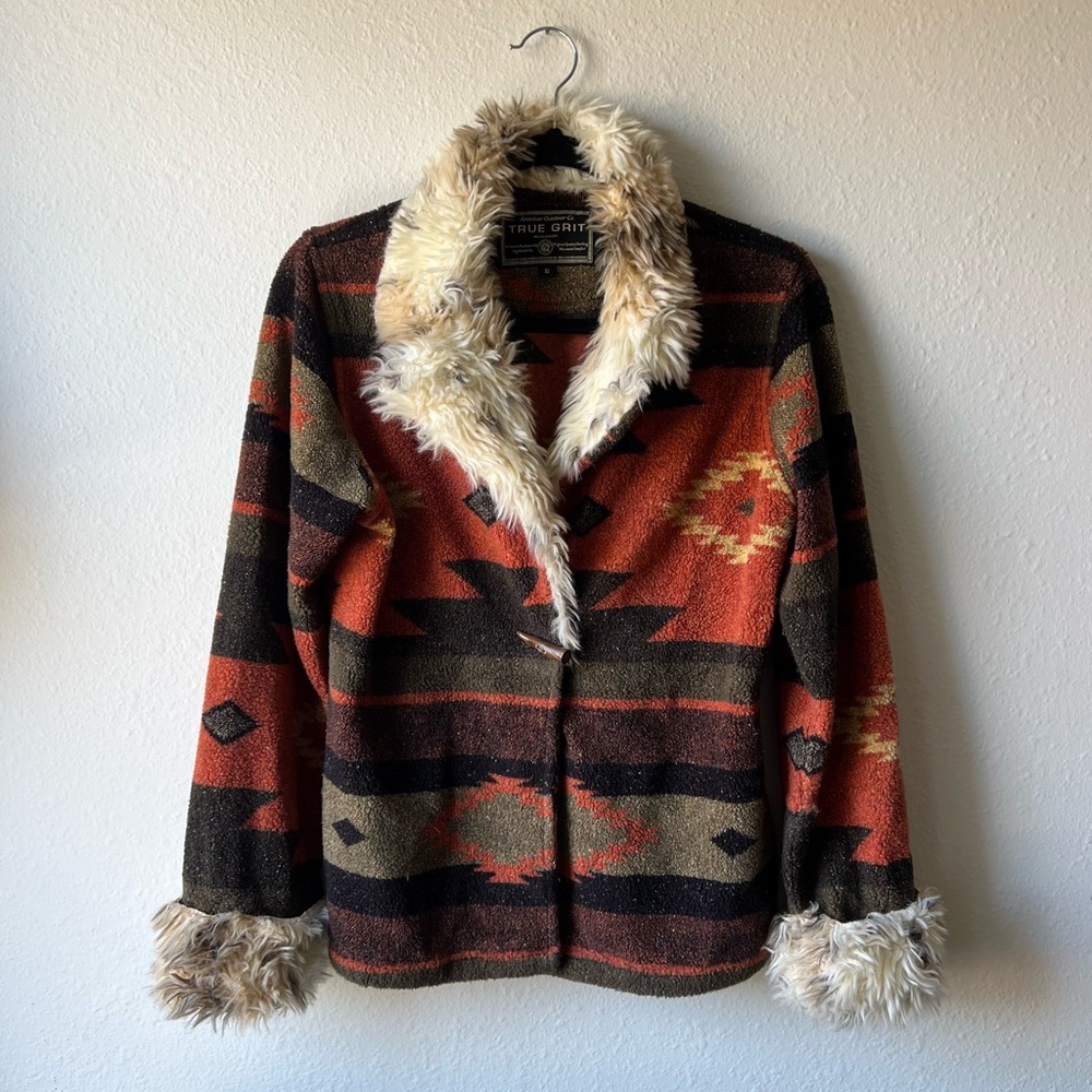 True Grit Southwestern Jacket with Faux Fur, size S